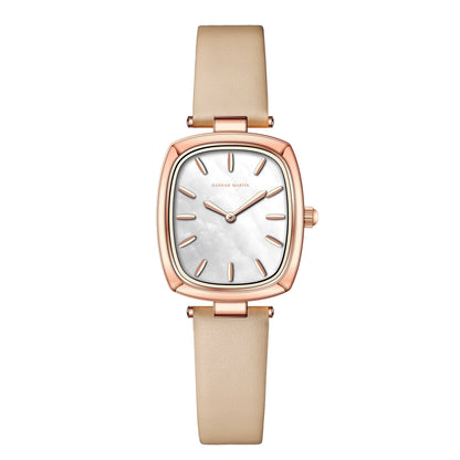 2024 New Womens Watch Hannah Martin Original Leather Rose Gold Simple Quartz Watch Top Brand 3Bar Waterproof Fashion Women Watch