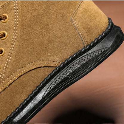 Winter Outdoor Men Casual Shoes Leather Ankle Boots No-slip High Top Male Work Shoes High Quanlity Square Head Men Chelsea Boots