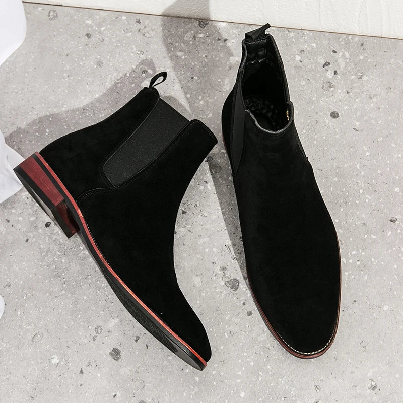 Fashionable Men Chelsea Boots PU Korean Version Versatile Suede European and American Short Boots Size 38-46 Men Boots