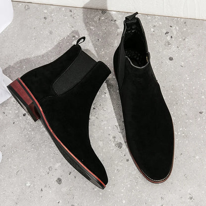 Fashionable Men Chelsea Boots PU Korean Version Versatile Suede European and American Short Boots Size 38-46 Men Boots