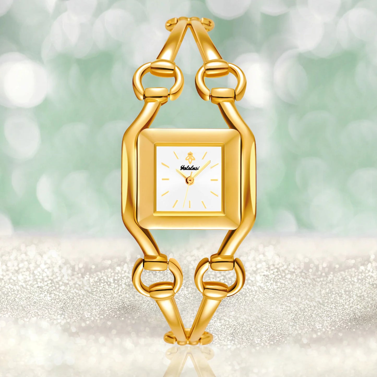 YaLaLuSi Newest Ladies Quartz Watches Women's Small Watches Luxury Casual Fashion Bracelet Including Tools Gold-Green