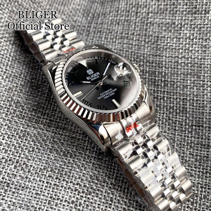 36mm 39mm Sunburst Grey Dial Dark Green Roman Numbers Diving NH35 Automatic Men Watch Stainless Steel Strap Sapphire Glass