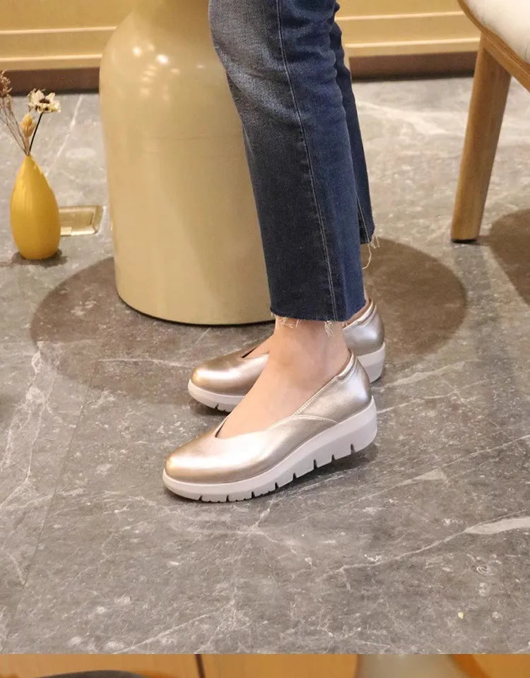 Women Fashion Wedge Heel Pumps 2025 Spring Summer Lightweight Platform Loafers Woman Soft Sole Comfort Casual Shoes Plus Size 42
