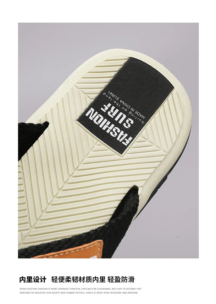 2023 Summer Flip Flops Men Beach Sandals Anti-slip Breathable Casual Men Beach Slippers Outdoor Big Size 45