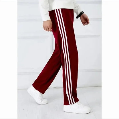 Slimming Straight Leg Sports Pants Women's Loose Casual High Waist Wide Leg Three Bar Student Long Trousers Autumn New Arrival