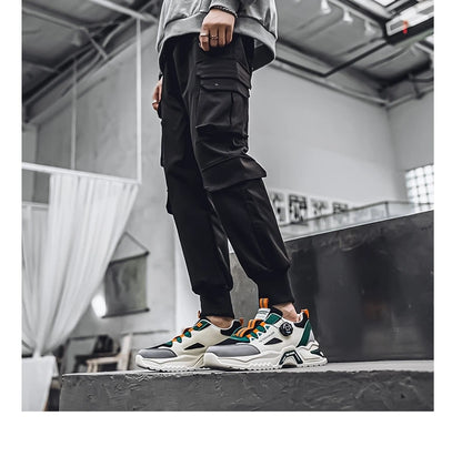 Men's Korean rotating shoelaces trendy sports shoes four season soft soled comfort casual sneakers outdoor student running shoes