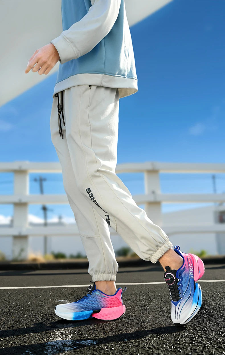 Marathon Carbon Plate Air Cushion Men Sports Running Shoes Breathable Lightweight Women's Comfortable Athletic Nonskid Sneakers