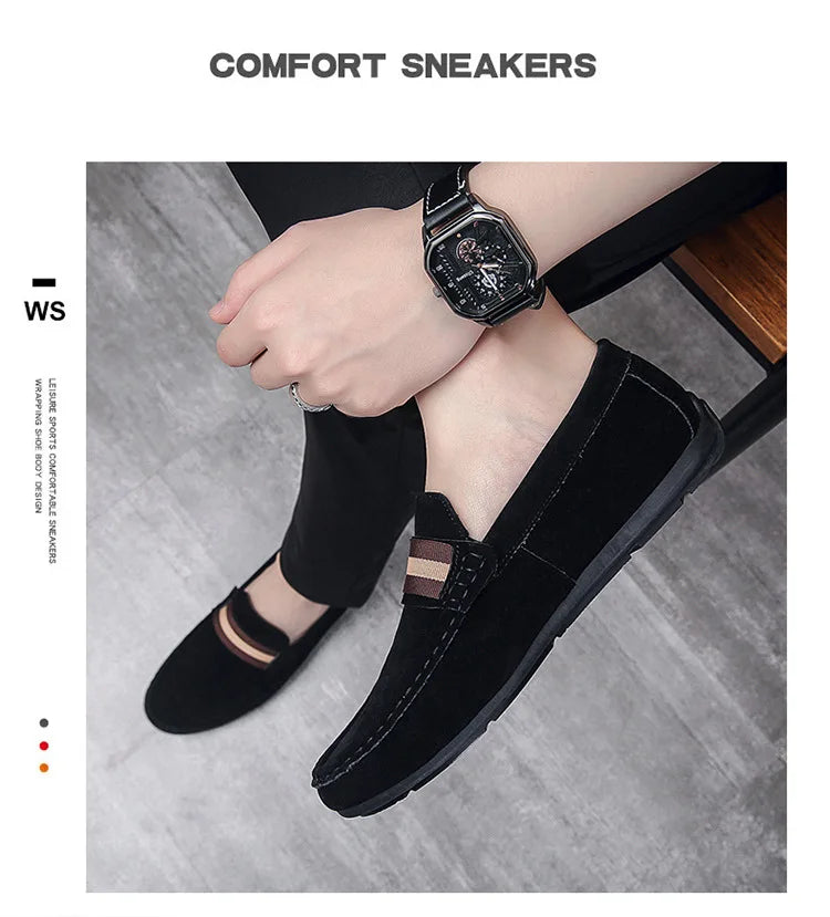 Spring Men's Casual Shoes Suede Loafers For Men Moccasins High Quality Flats Male Walking Shoes comfortable Men's Driving Shoes