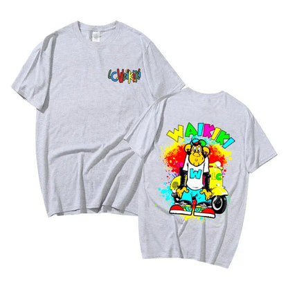 Funny Lc Waikiki Monkey Electric Bike Graphic Tshirt Men Women Fashion Casual T-shirt Male Summer Oversized Short Sleeve Tees