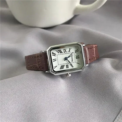 Retro Watches Classic Casual Quartz Dial Leather Strap Band Rectangle Clock Fashionable Wrist Watches for Women Harajuku Y2k