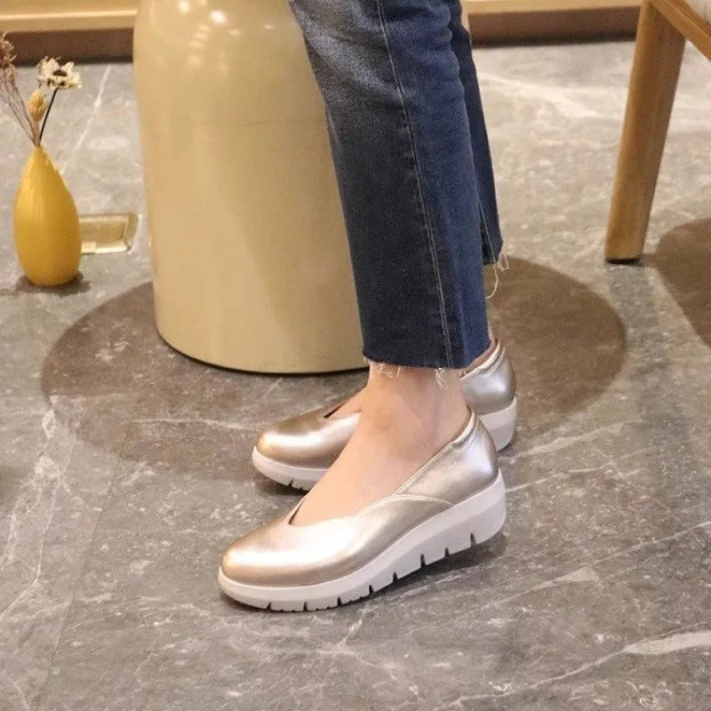 Women Fashion Wedge Heel Pumps 2025 Spring Summer Lightweight Platform Loafers Woman Soft Sole Comfort Casual Shoes Plus Size 42