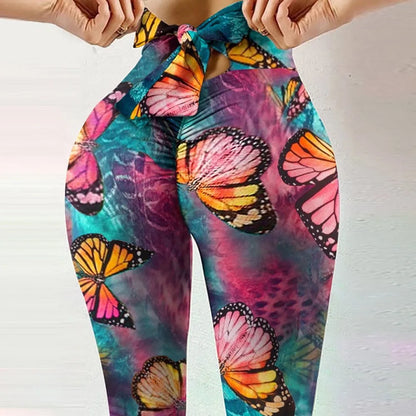 Peach Hip Lifting Sports Fitness Bow Yoga Leggings Internet Celebrity European and American Fashion Women Casual Leggings