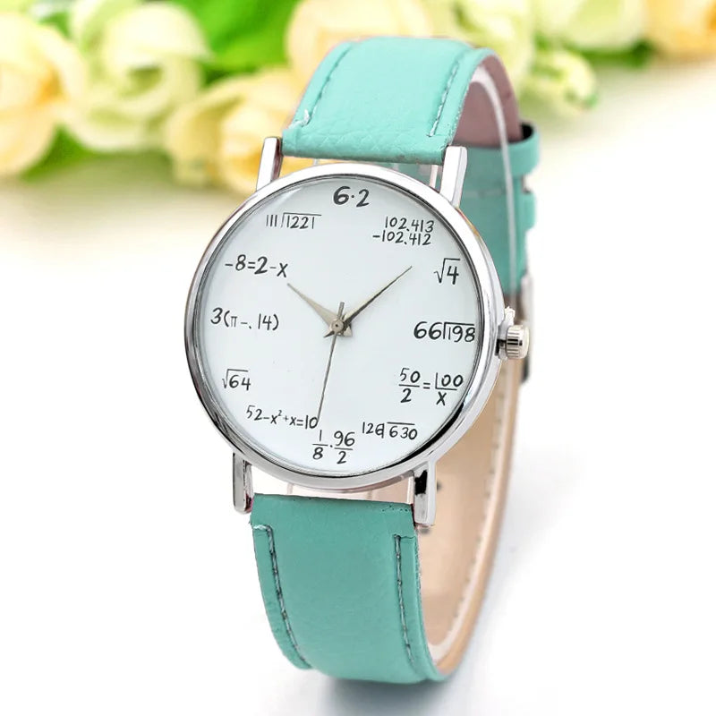 Fashion Ladies Watch Math Formula Watches Leather Strap Quartz Casual Watch for Women Dashboard Formula Relogio Ferminino