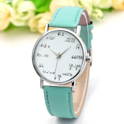 Fashion Ladies Watch Math Formula Watches Leather Strap Quartz Casual Watch for Women Dashboard Formula Relogio Ferminino
