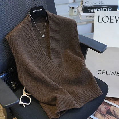 2025 New Autumn Winter Fashion Knitted Sweater Vest Women's  Sleeveless V-Neck Solid Pullover Vest Female Causal Ladies Tops