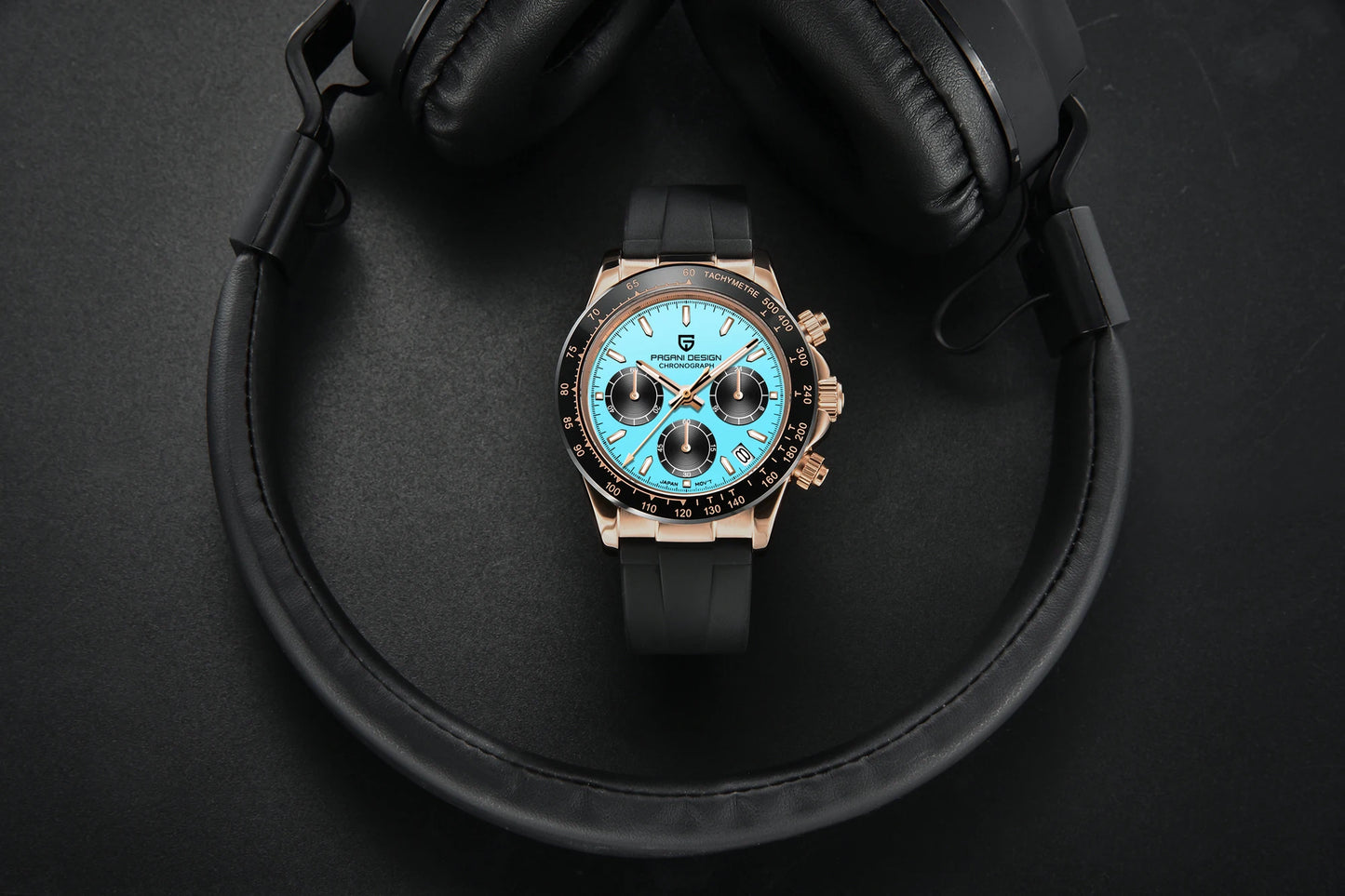 PAGANI DESIGN Watches Meteorite Surface Luxury Quartz Watches For Men Stainless Steel Waterproof Chronograph AR Sapphire Crystal