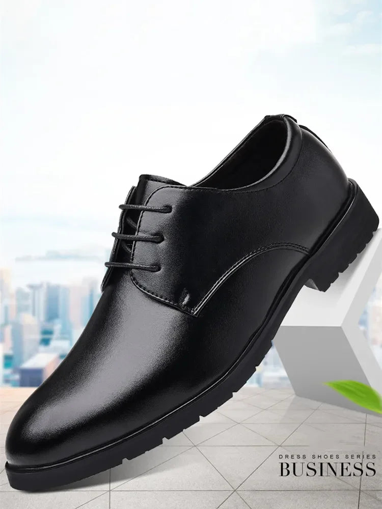 High Quality Formal Leather Men Dress Shoes Breathable Mens Casual Shoes Italian Luxury Brand Lace-Up Non-slip Men Driving Shoes