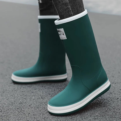 Men's Rain Shoes in The Cylinder Waterproof Wear-resistant Injection Molding Rubber Breathable New Outdoor Walking Water Shoes