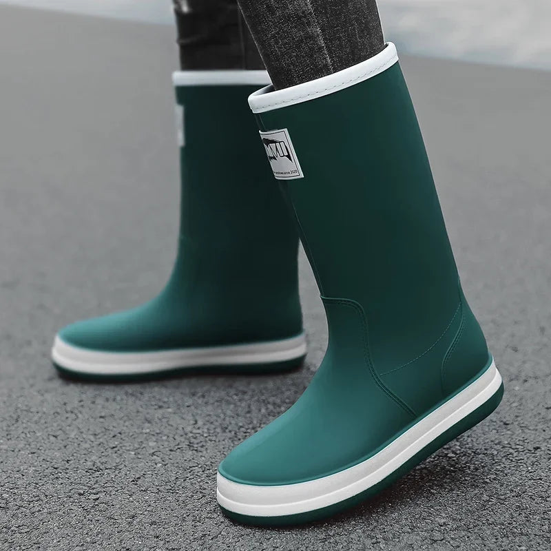 Men's Rain Shoes in The Cylinder Waterproof Wear-resistant Injection Molding Rubber Breathable New Outdoor Walking Water Shoes