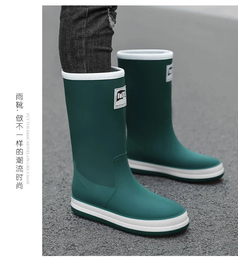 Men's Rain Shoes in The Cylinder Waterproof Wear-resistant Injection Molding Rubber Breathable New Outdoor Walking Water Shoes