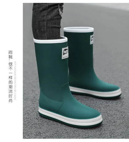Men's Rain Shoes in The Cylinder Waterproof Wear-resistant Injection Molding Rubber Breathable New Outdoor Walking Water Shoes