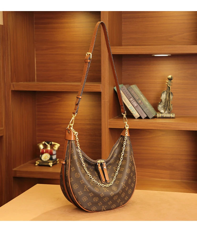 Mkf Genuine Crescent Bag 2025 New Presbyopic Large Capacity High-End Original Accessible Luxury Fashion Single Shoulder Crossbody Armpit Bag