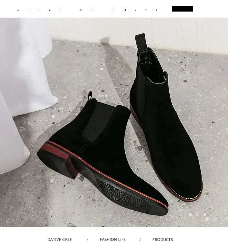 Fashionable Men Chelsea Boots PU Korean Version Versatile Suede European and American Short Boots Size 38-46 Men Boots