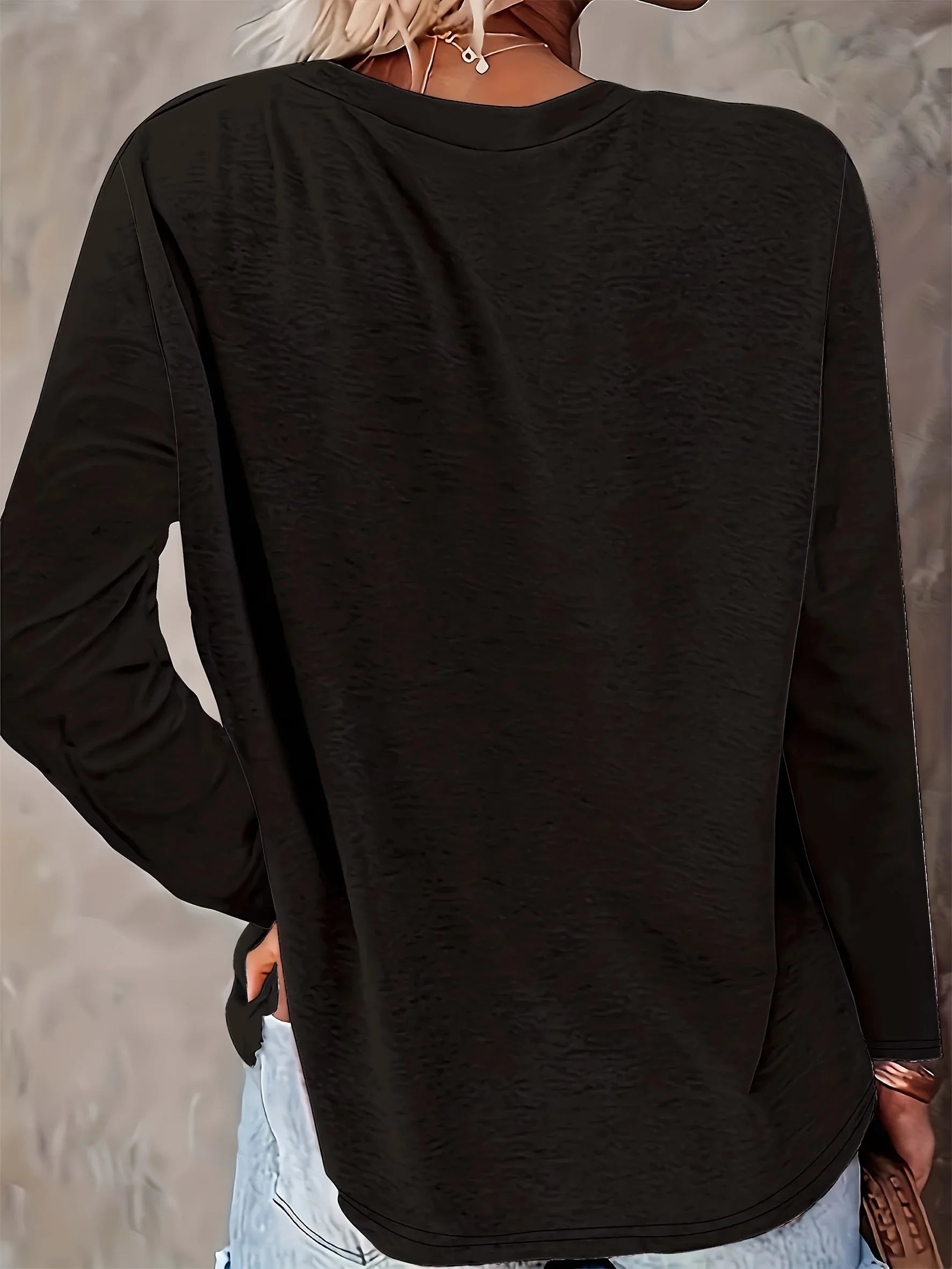 100% pure cotton women's spring and autumn loose and comfortable NEW YORK letter pattern printed long sleeved round neck T-shirt