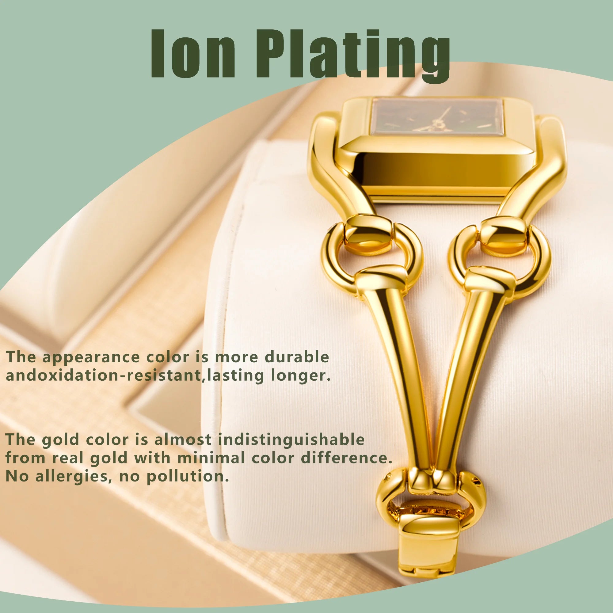 YaLaLuSi Newest Ladies Quartz Watches Women's Small Watches Luxury Casual Fashion Bracelet Including Tools Gold-Green