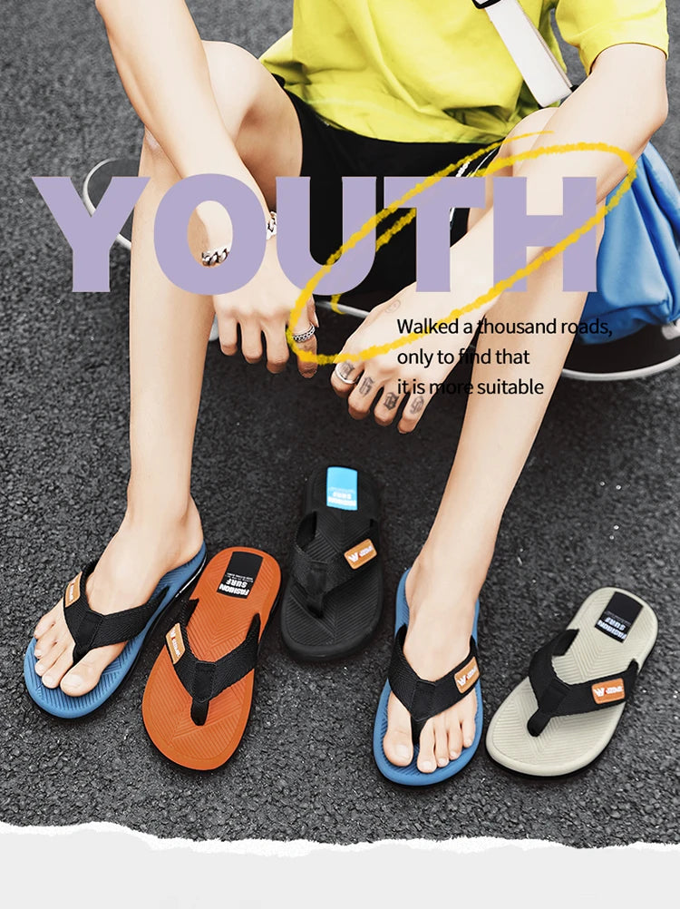 2023 Summer Flip Flops Men Beach Sandals Anti-slip Breathable Casual Men Beach Slippers Outdoor Big Size 45
