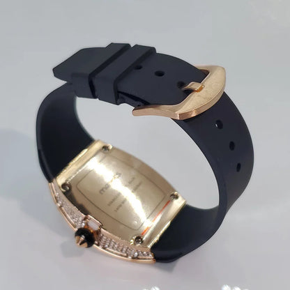 2024 Hot Fashion Diamond Watch For Women Elegant Iced Jewelry Watches Girl Sport Rubber Strap Tonneau Wristwatch Ladies Gift