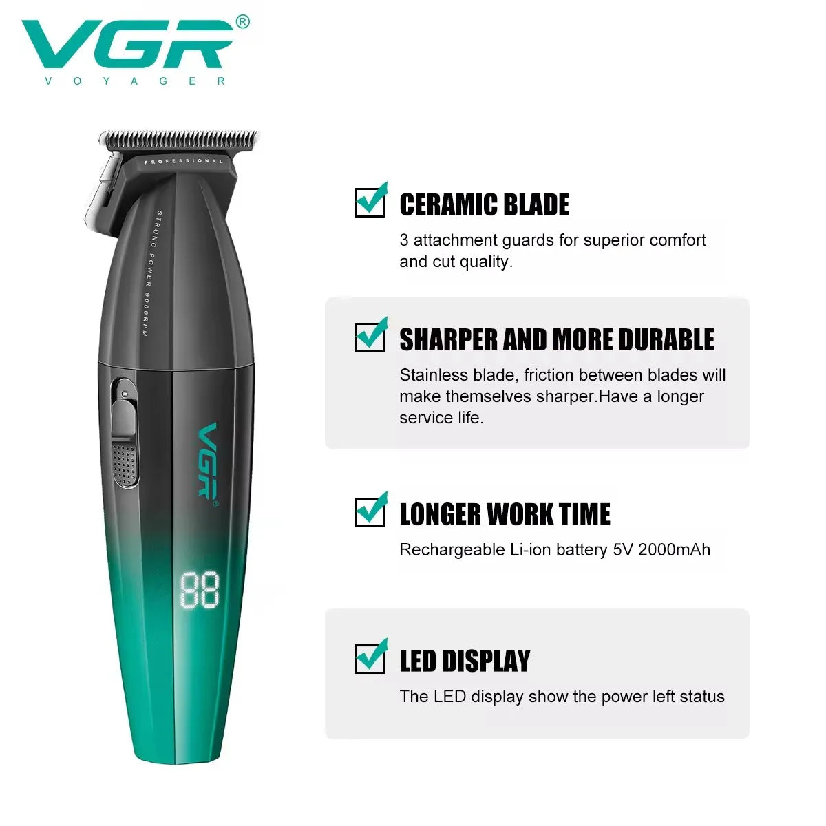Original VGR 0mm zero Metal Electric Hair Beard Trimmer For Men Body Face Electric Clipper Hair Cutting Rechargeable