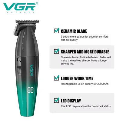 Original VGR 0mm zero Metal Electric Hair Beard Trimmer For Men Body Face Electric Clipper Hair Cutting Rechargeable