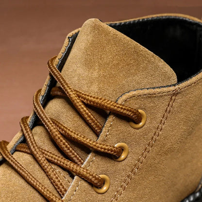 Winter Outdoor Men Casual Shoes Leather Ankle Boots No-slip High Top Male Work Shoes High Quanlity Square Head Men Chelsea Boots