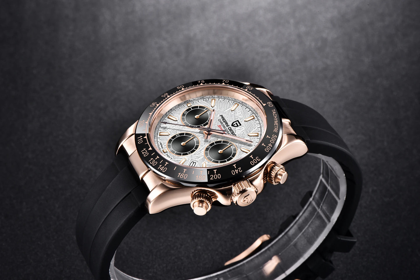 PAGANI DESIGN Watches Meteorite Surface Luxury Quartz Watches For Men Stainless Steel Waterproof Chronograph AR Sapphire Crystal