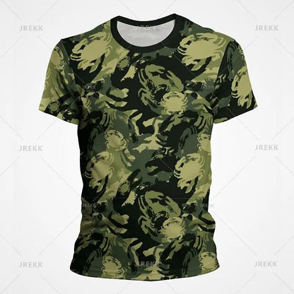 Camouflage T-Shirt Men Clothes Outdoor Fashion Casual O Neck Short Sleeve Tee Summer Streetwear Oversized Sport Military T Shirt
