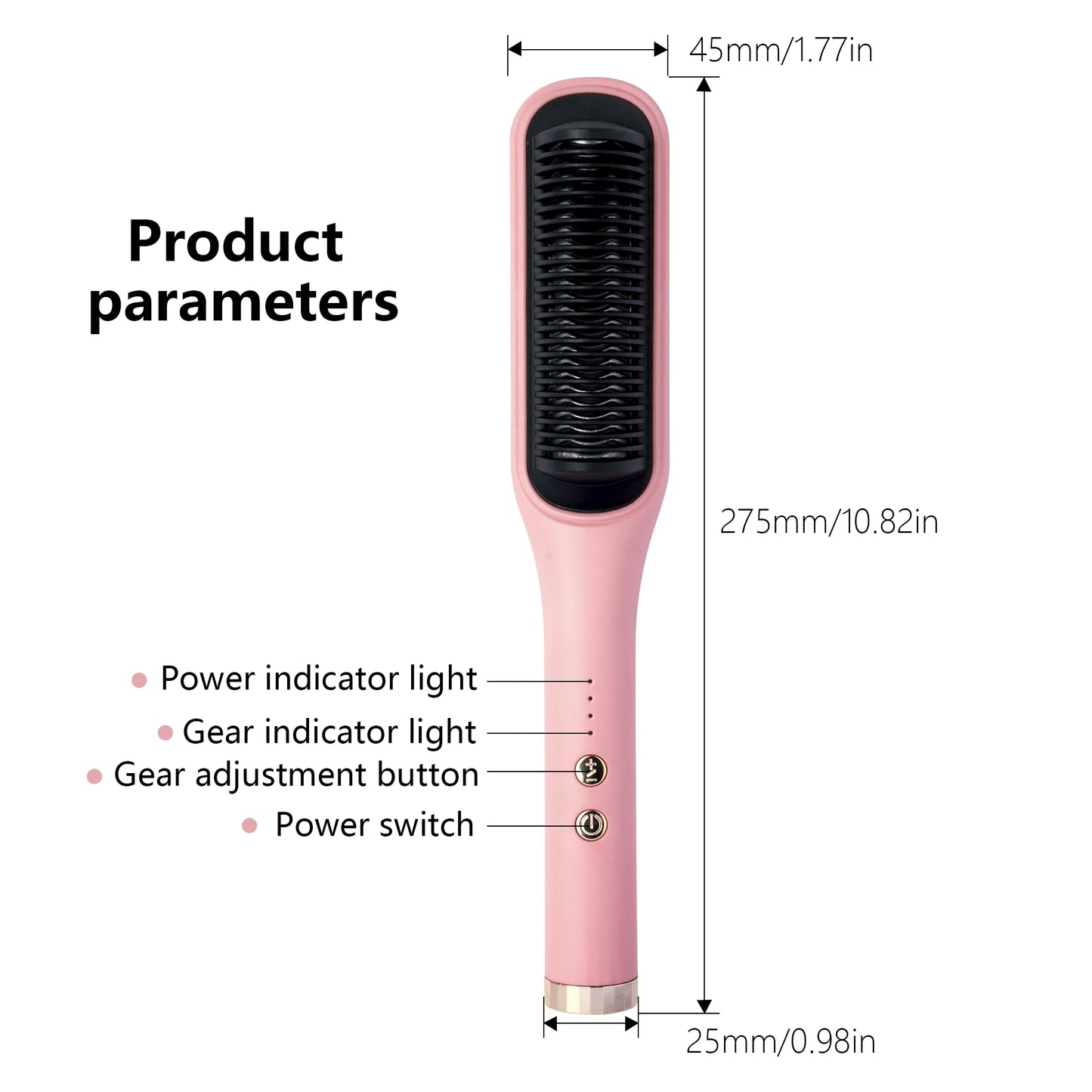 Hair straightener brush, fast ceramic heating, hot air comb, portable heating hair straightener, home and travel salon