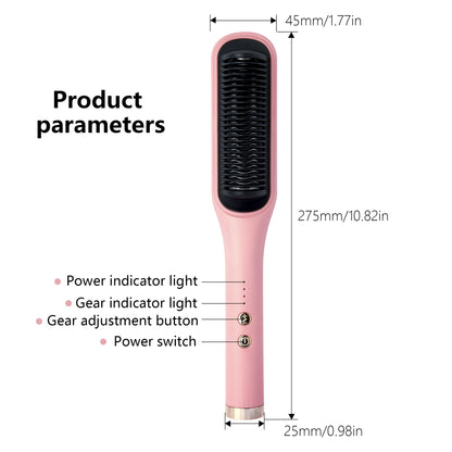 Hair straightener brush, fast ceramic heating, hot air comb, portable heating hair straightener, home and travel salon