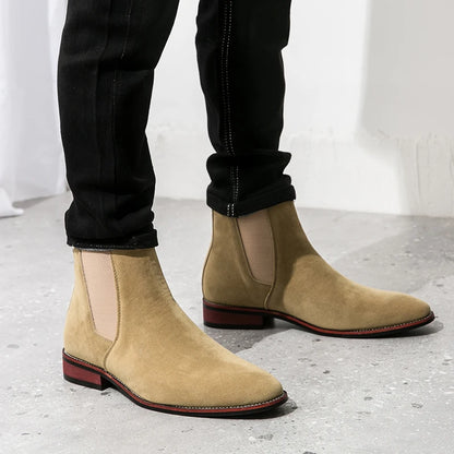 Fashionable Men Chelsea Boots PU Korean Version Versatile Suede European and American Short Boots Size 38-46 Men Boots