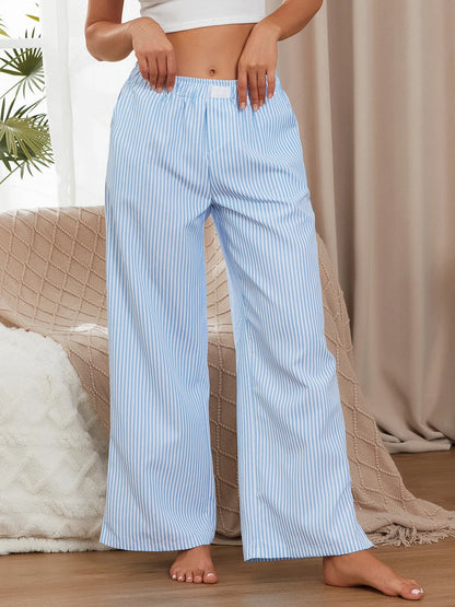 Split Hem Wide Leg Pants Casual y2k Stripe Elastic High Waisted Lounge Pants With Pockets Comfy Work Pants For Women Streetwear