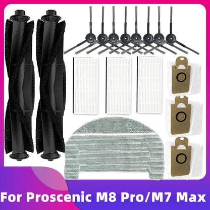 Fit For Proscenic M8 Pro M7 Max Robot Vacuum Cleaner Main Roller Side Brush Hepa Filter Mop Cloth Rag Dust Bag Replacement Part