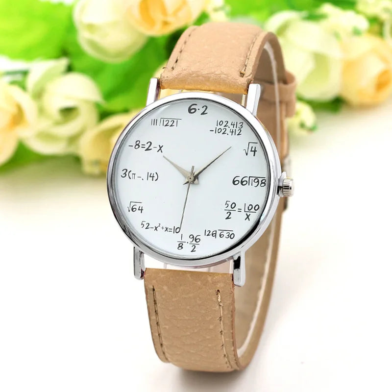 Fashion Ladies Watch Math Formula Watches Leather Strap Quartz Casual Watch for Women Dashboard Formula Relogio Ferminino
