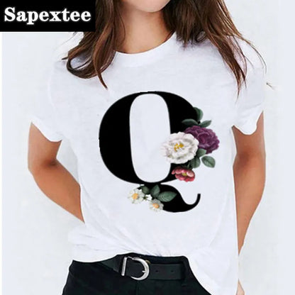 26 Letter Printed Women T-shirts Harajuku 2021 New Tops Casual Tee Summer Short Sleeve Graphic Female T shirt for Women Clothing