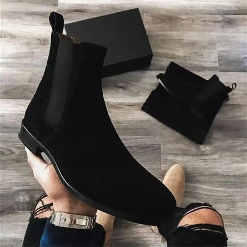 Fashionable Men Chelsea Boots PU Korean Version Versatile Suede European and American Short Boots Size 38-46 Men Boots