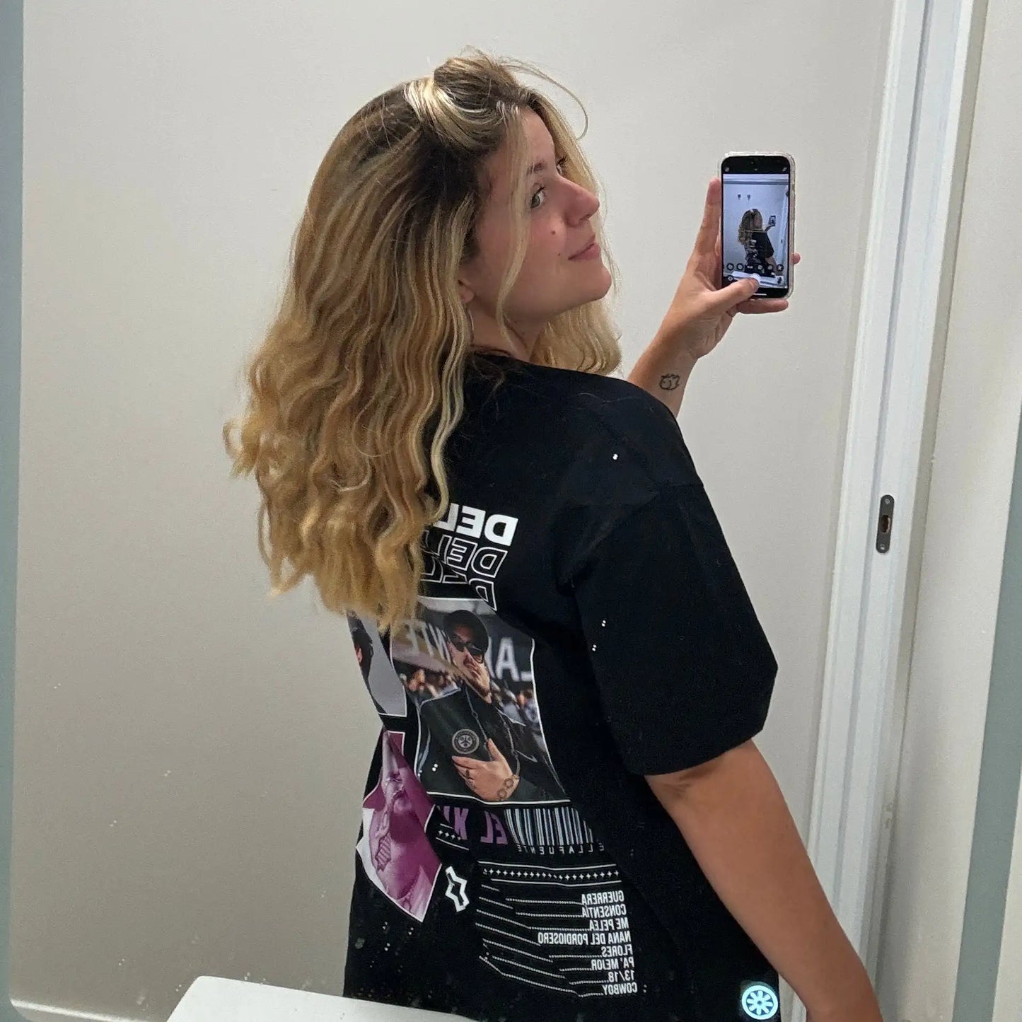 Summer Women T-shirts Dellafuente Print T-shirt Casual Overszied Y2k Casual Cotton Clothes Short Sleeve High Quality Female Top