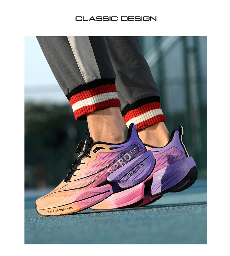 Marathon Carbon Plate Air Cushion Men Sports Running Shoes Breathable Lightweight Women's Comfortable Athletic Nonskid Sneakers