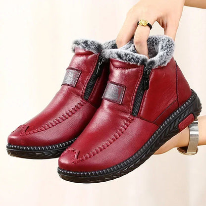2024 Women's Boots Plush Female Shoes Anti-slip Womens Snow Boot Winter Cotton Leather Shoes Casual Ankle Boots Botas Mujer