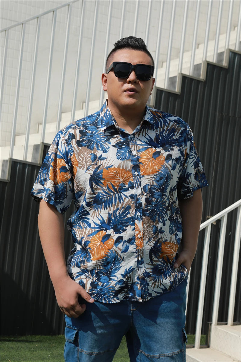 Plus Size 5XL 6XL 7XL 8XL 9XL 10XL  Mens Short Sleeve Print Shirt 2021 Summer New Men's Floral Hawaiian Shirts Casual Loose Tops