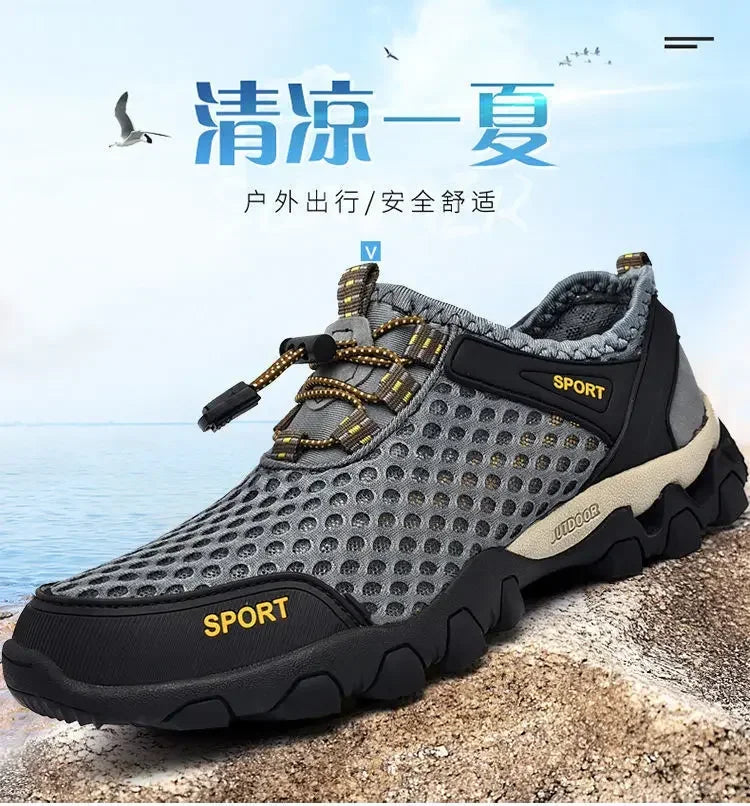 Men's Fishing Shoes Summer Casual Wading Shoes Thick-soled Non-slip Hiking Shoes for Men Breathable Tenis Barefoot Sneakers