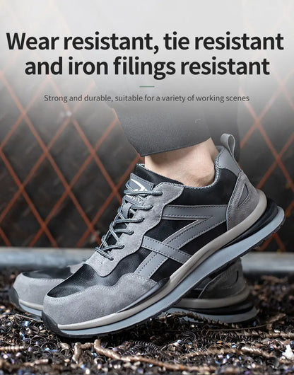 Waterproof Work Safety Shoes Steel Toe Cap Reflective Strip Indestructible Anti-smash Men Sneakers Construction Male Footwear